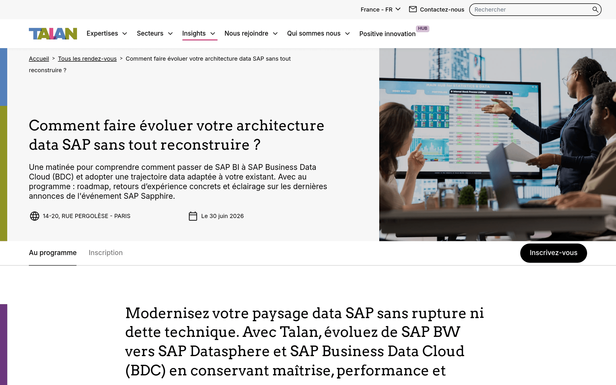 Comment faire évoluer votre architecture data SAP sans tout reconstruire ? — Paris, événement Tier 3 sélectionné par Agenda Tech