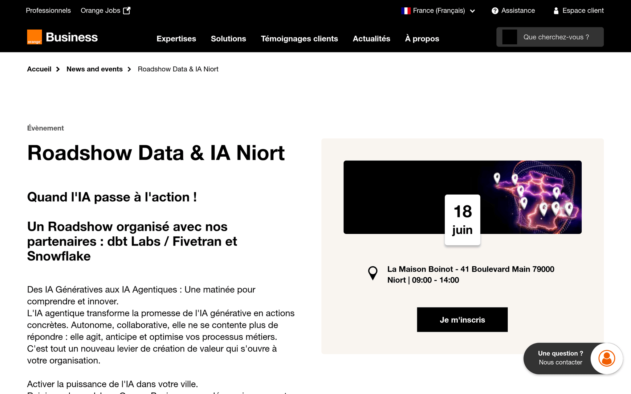 Roadshow Data & IA Niort — Niort, événement Tier 3 sélectionné par Agenda Tech