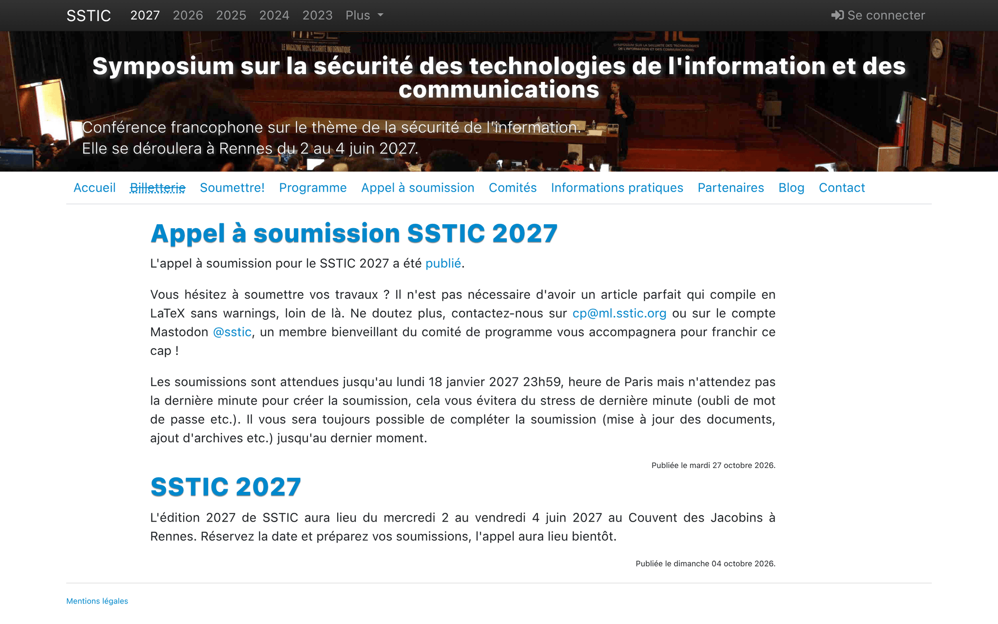 SSTIC 2027 — Rennes