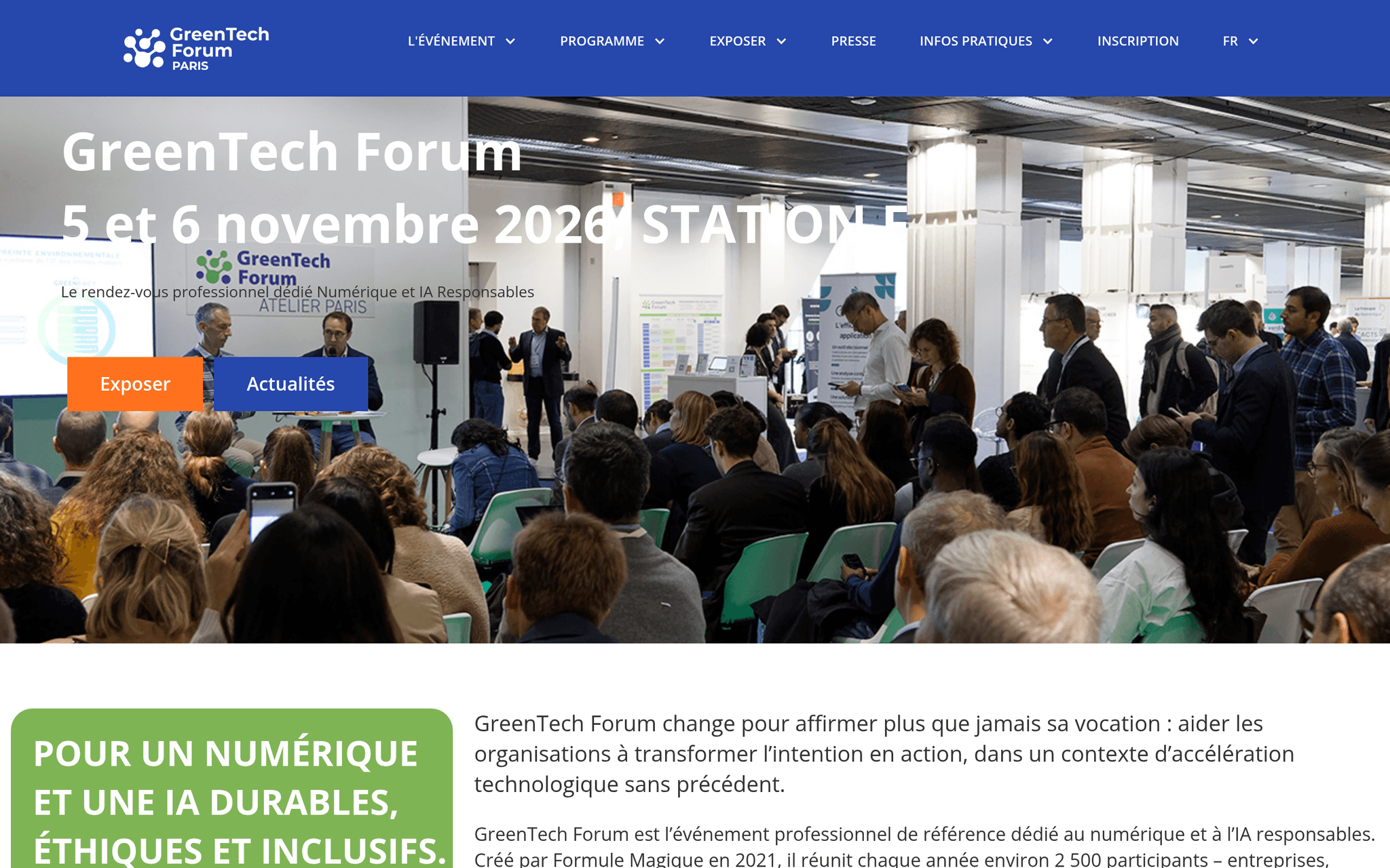 https://greentech-forum.com/ — Paris, événement Tier 3 sélectionné par Agenda Tech
