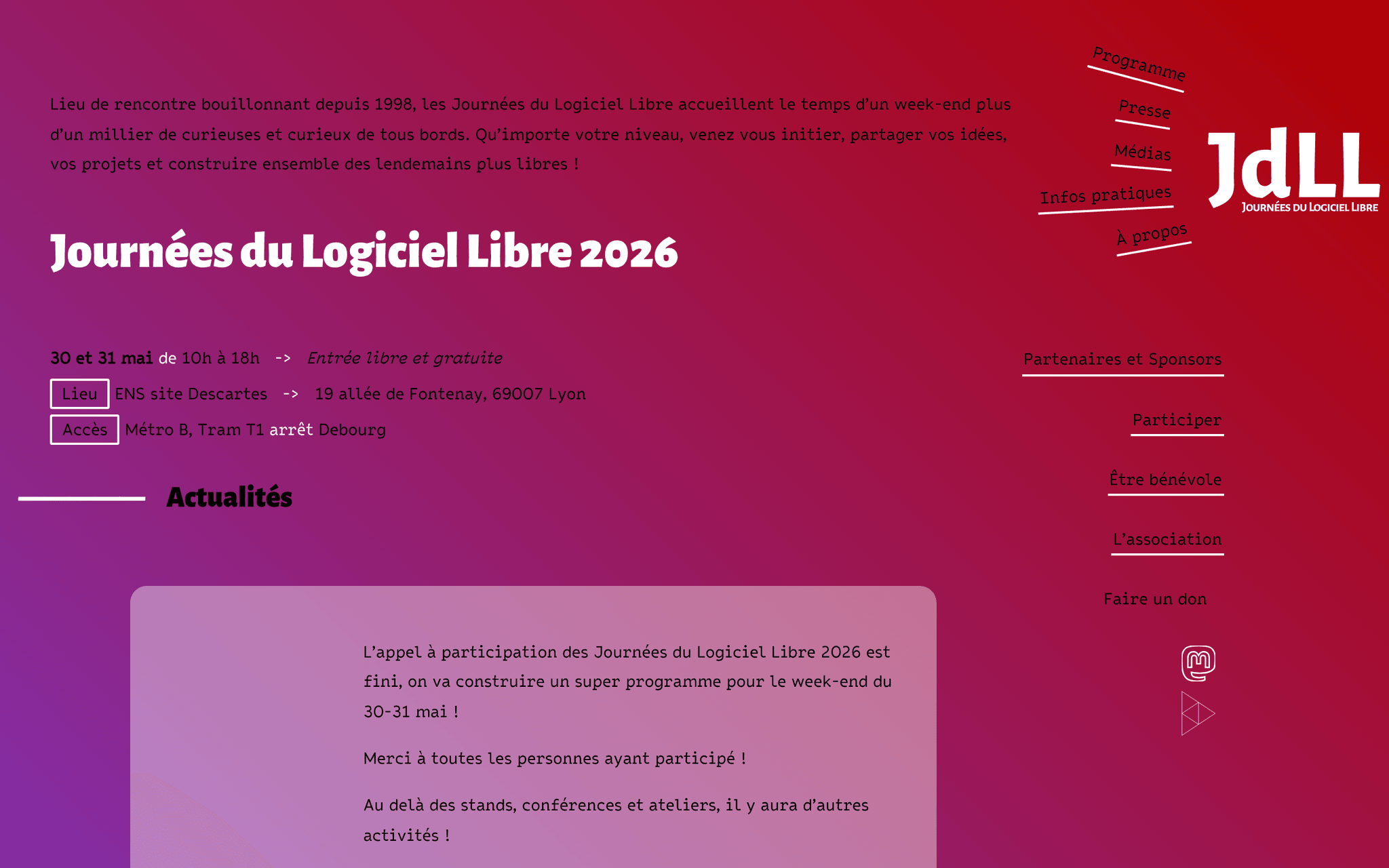 Free Software Days — événement tech à Lyon (2026)