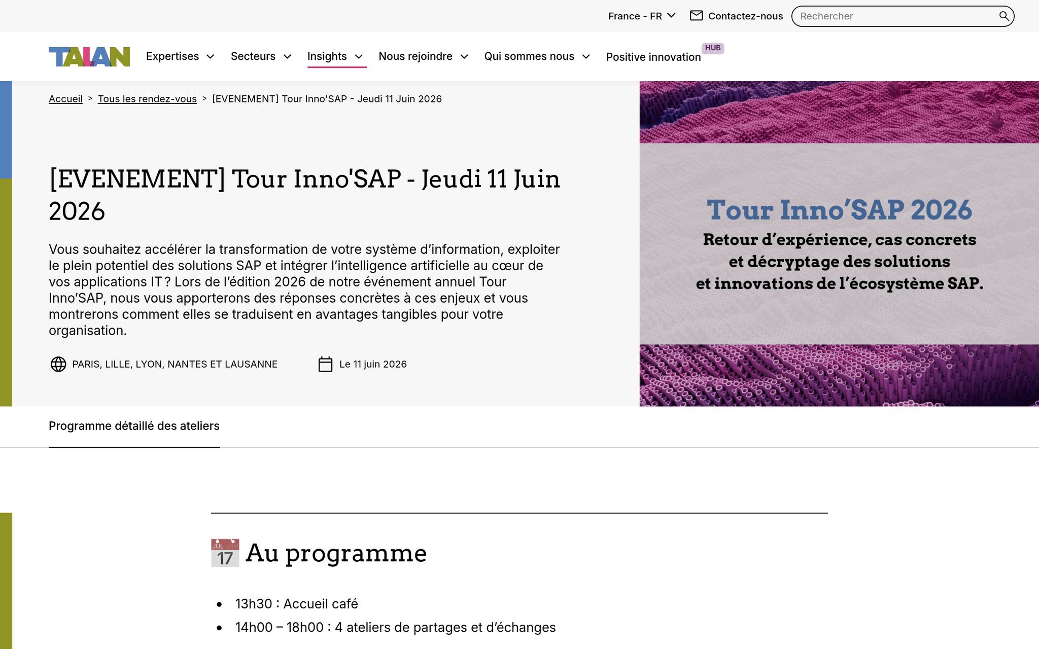 Tour Inno'SAP — Paris, événement Tier 3 sélectionné par Agenda Tech