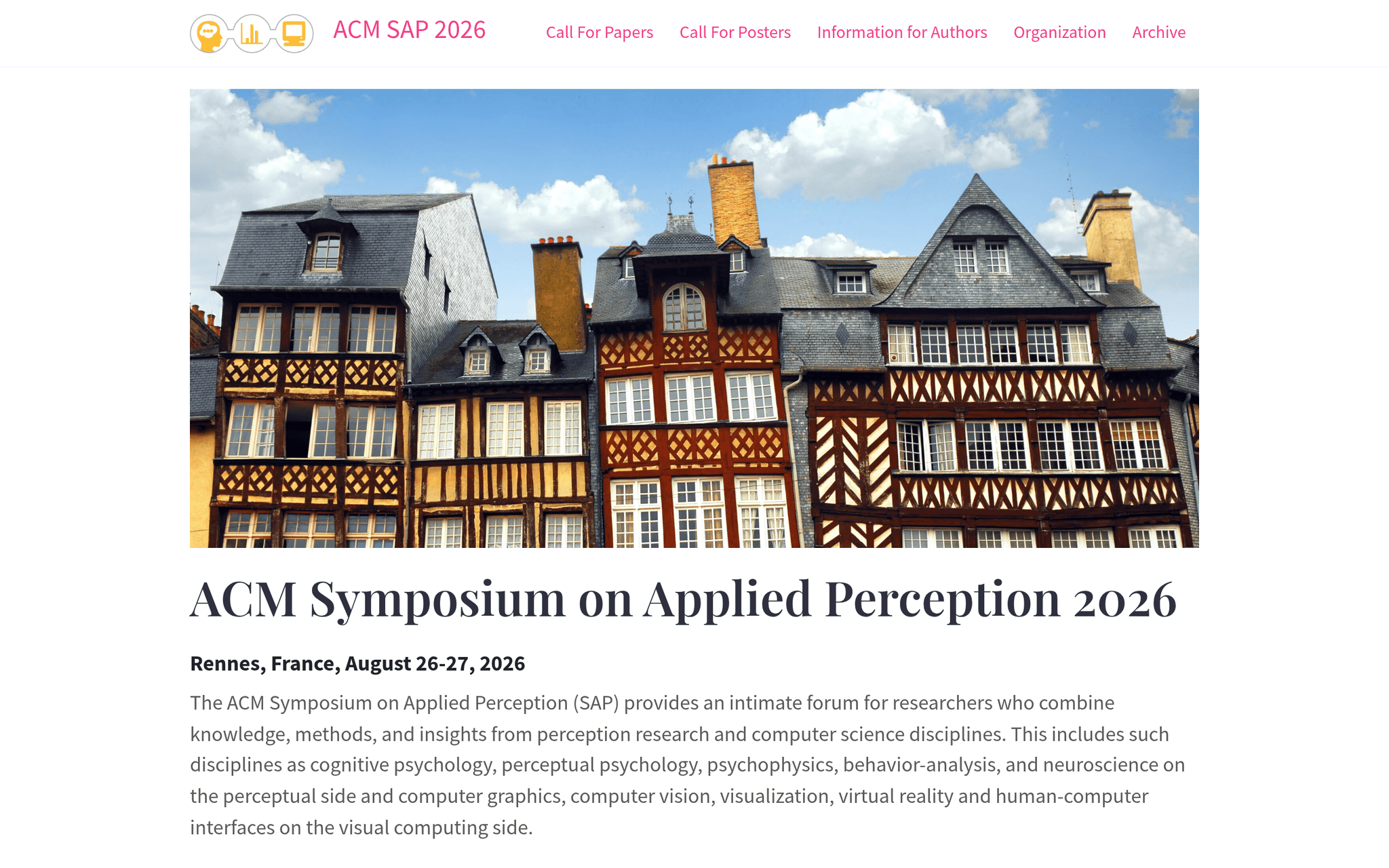 ACM Symposium on Applied Perception — Rennes, événement Tier 3 sélectionné par Agenda Tech