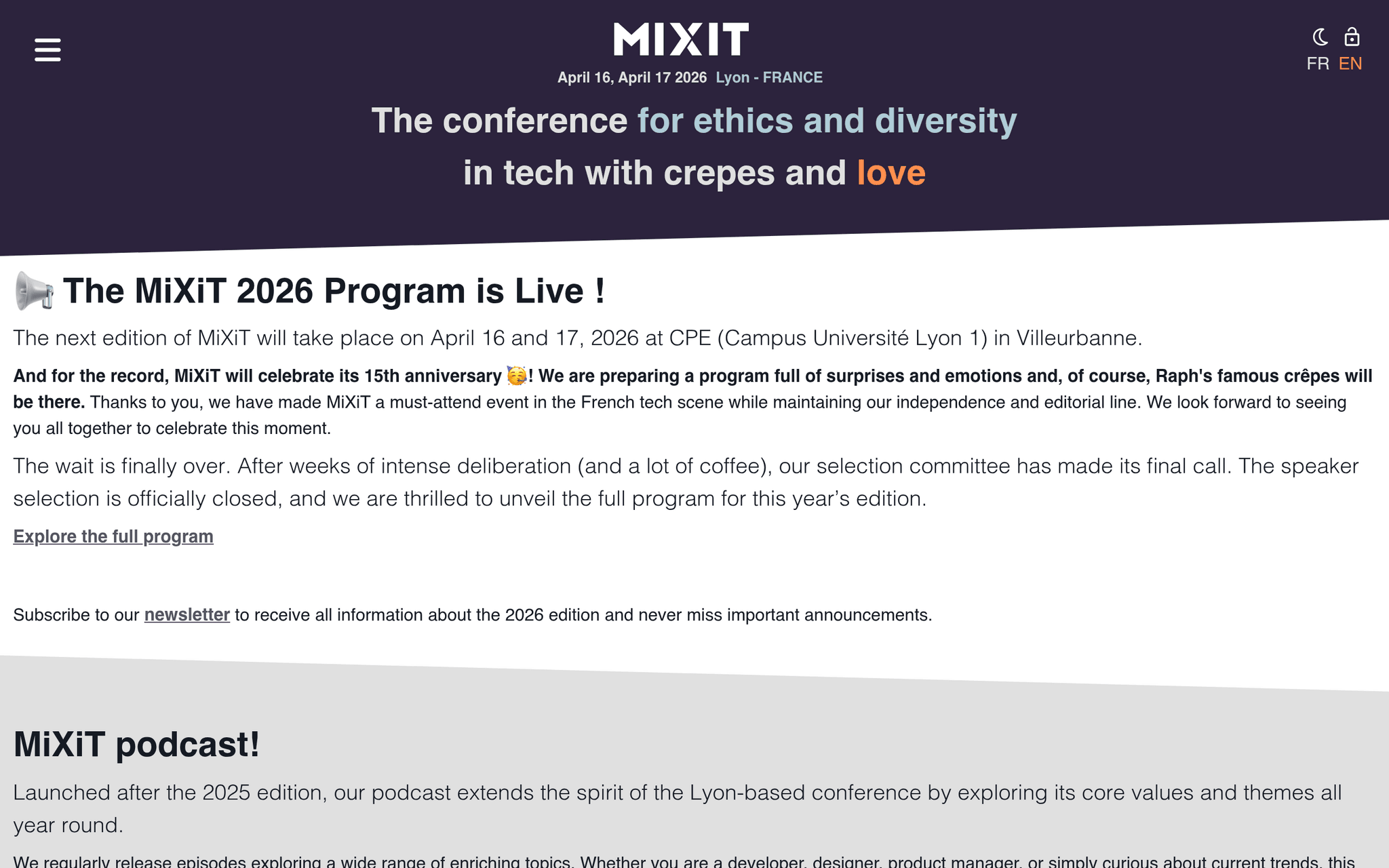 MiXiT Conference — Lyon, événement Tier 2 sélectionné par Agenda Tech
