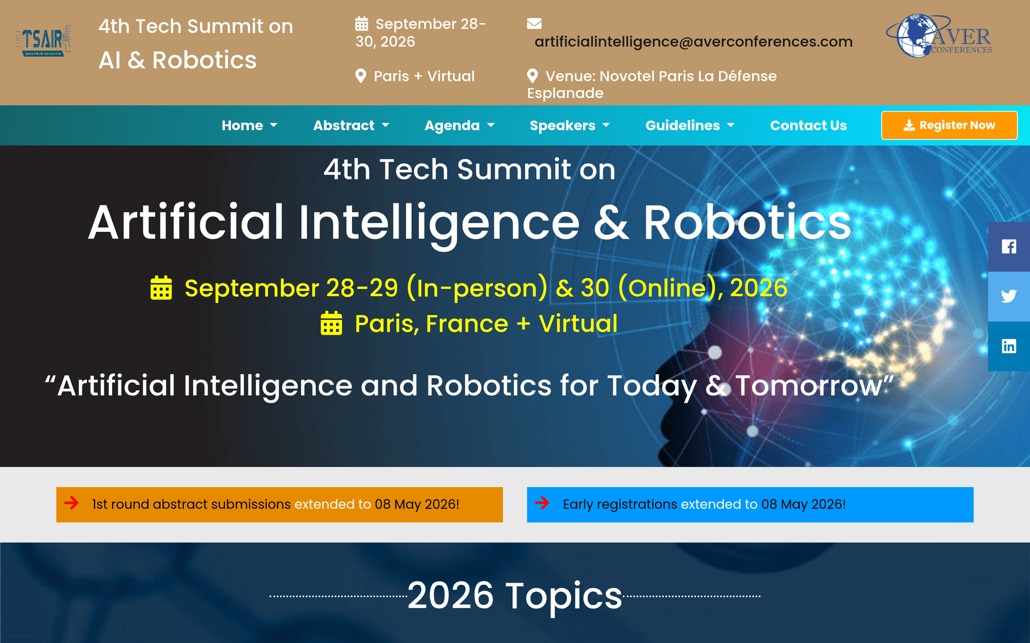 Tech Summit on Artificial Intelligence & Robotics — Paris, événement Tier 3 sélectionné par Agenda Tech