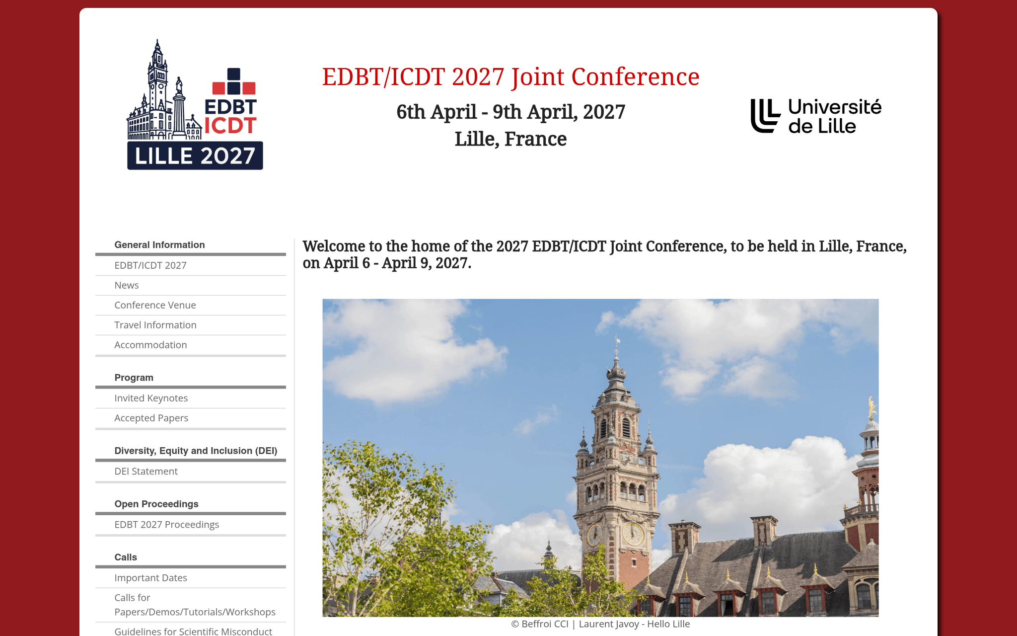 EDBT/ICDT Joint Conference — Lille, événement Tier 3 sélectionné par Agenda Tech