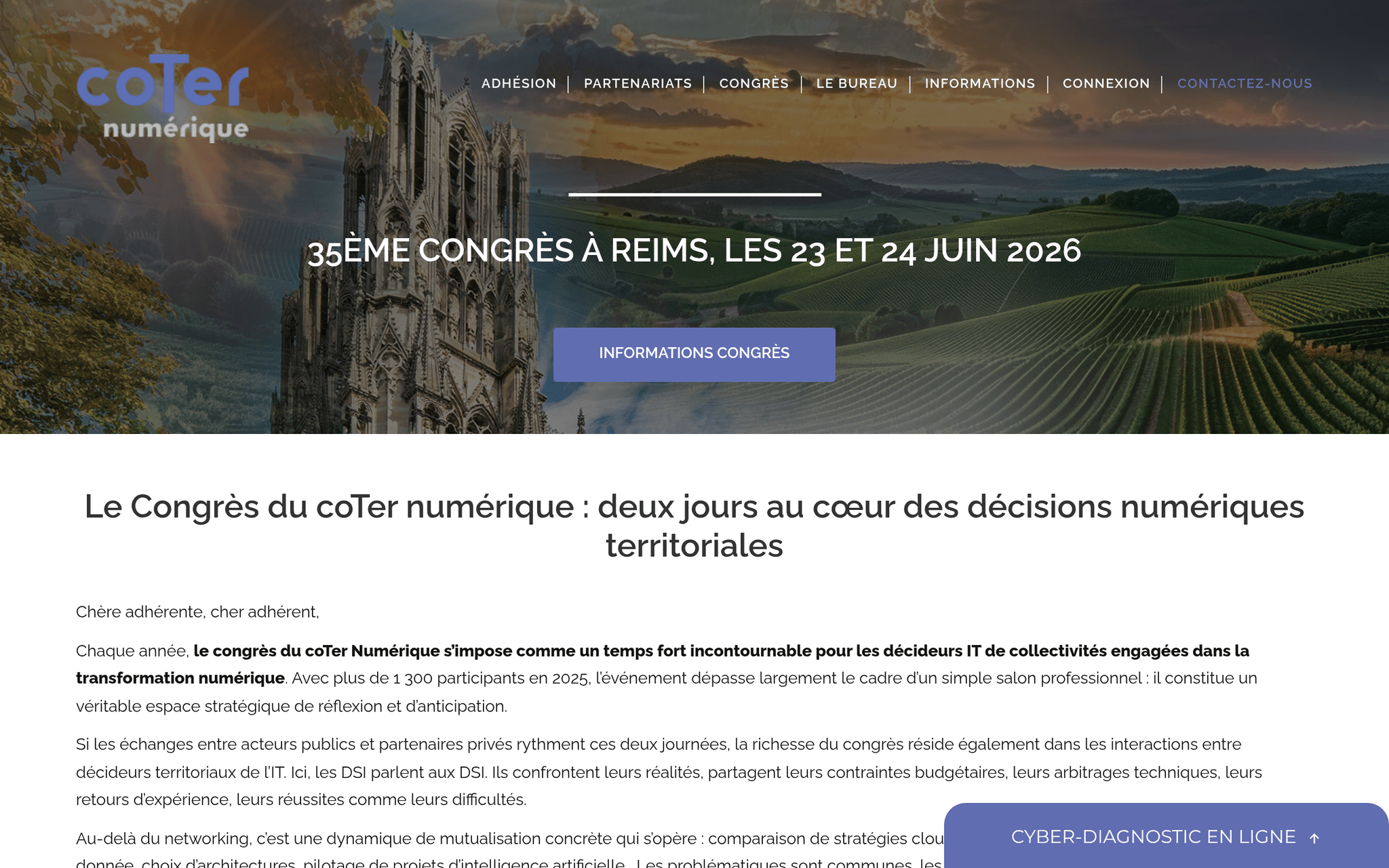 Congrès du coTer Numérique 2026 — Reims, événement Tier 2 sélectionné par Agenda Tech