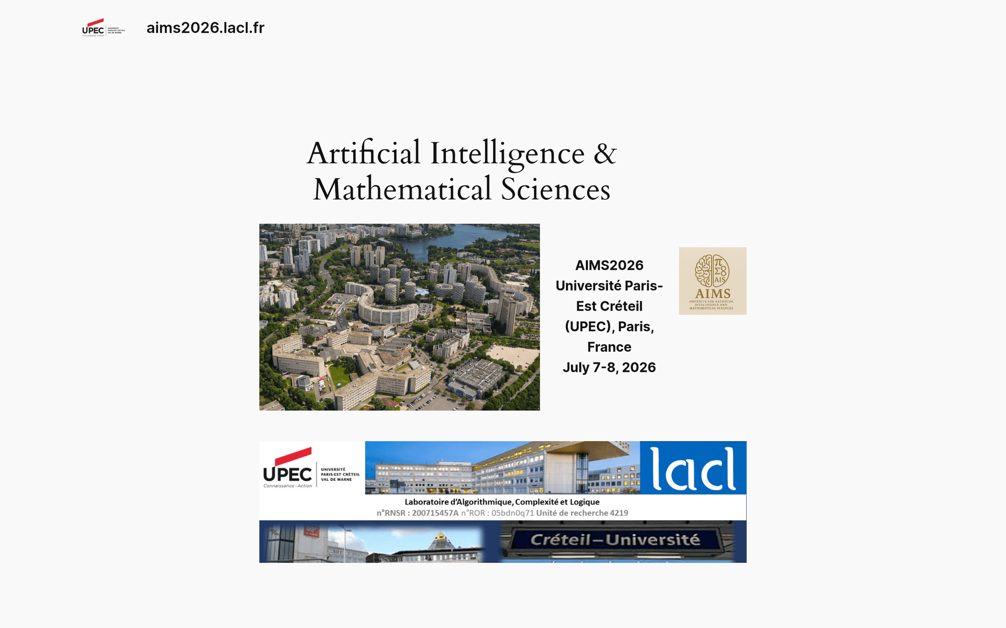 Artificial Intelligence & Mathematical Sciences Conference — événement tech à Paris (2026)
