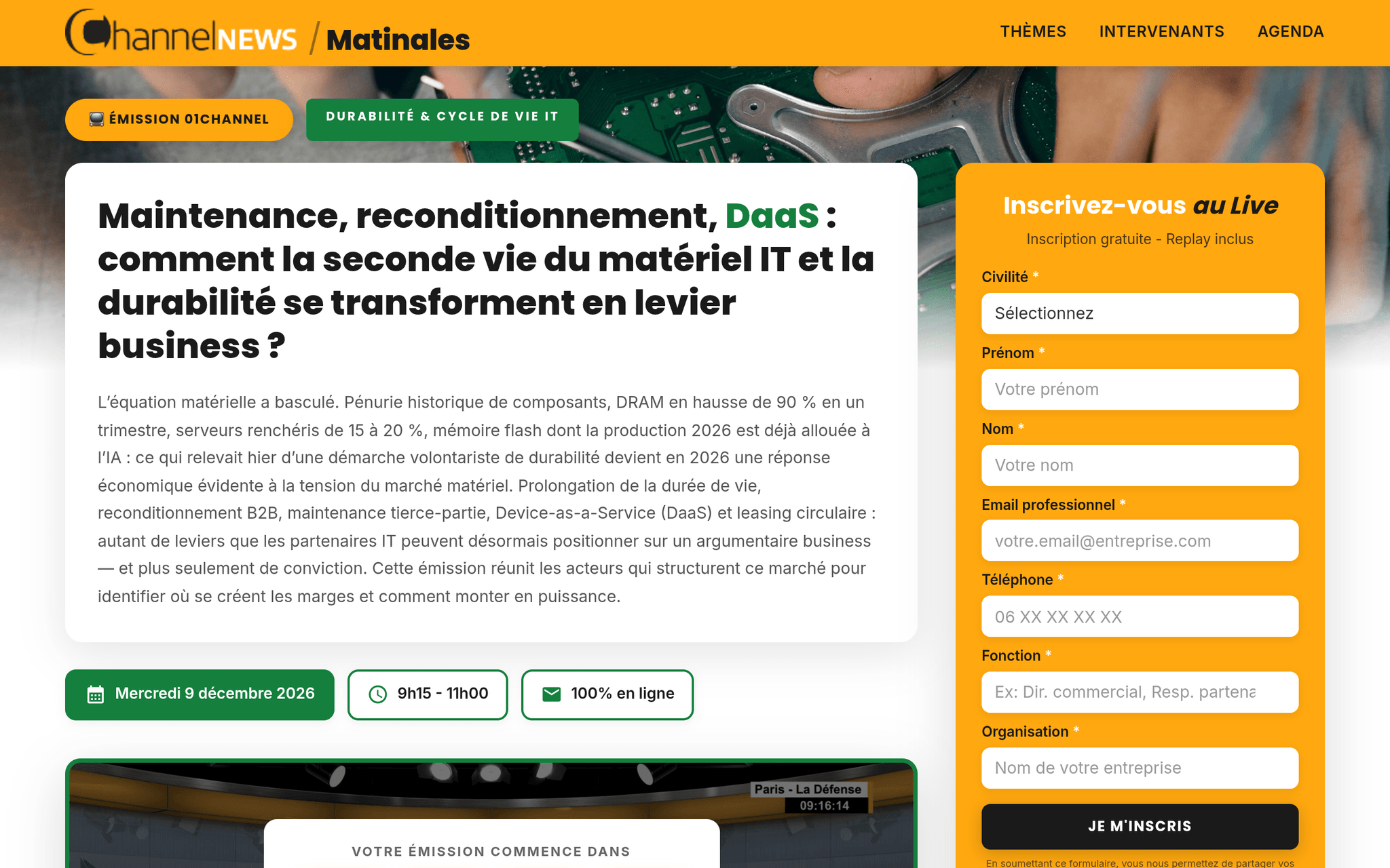 Maintenance, reconditionnement, DaaS, événement Tier 3 sélectionné par Agenda Tech