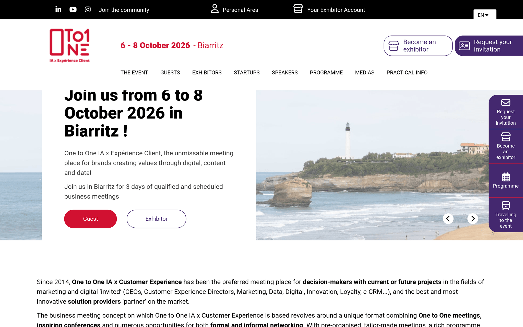 One to One IA x Expérience Client 2026 — Biarritz, événement Tier 2 sélectionné par Agenda Tech