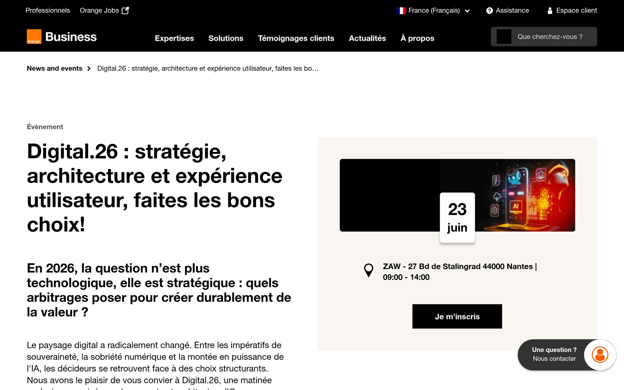Stratégie, architecture et expérience utilisateur : faites les bons choix — Nantes, événement Tier 3 sélectionné par Agenda Tech