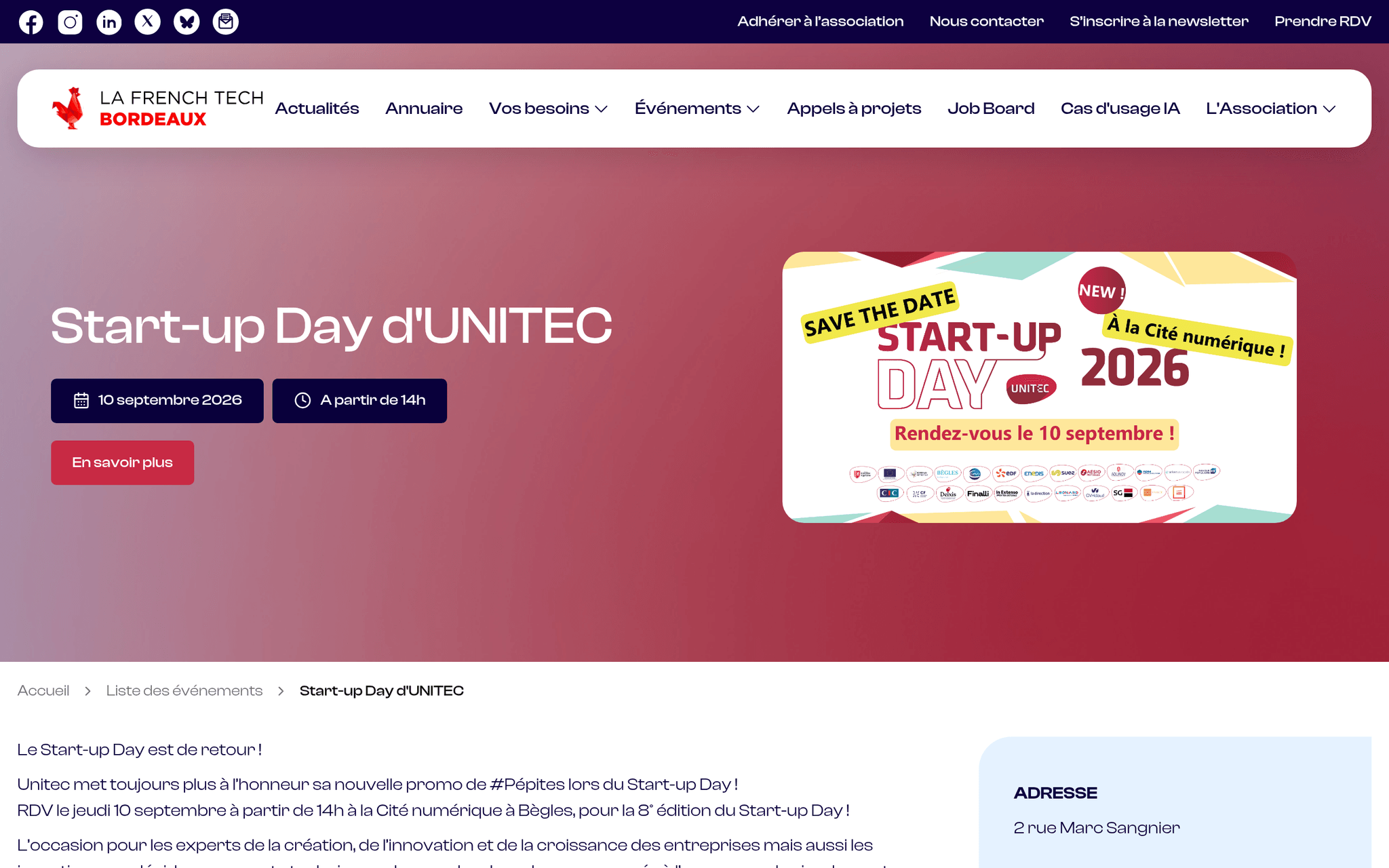 Start-up Day d'UNITEC — Bègles, événement Tier 3 sélectionné par Agenda Tech