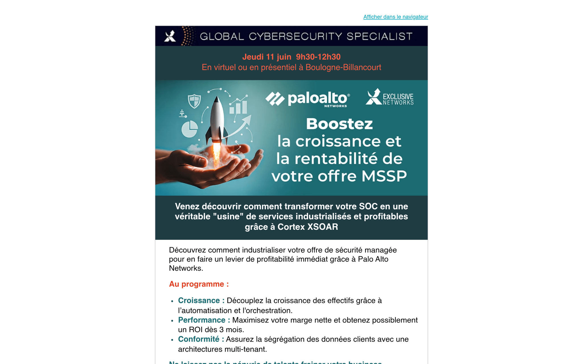 Boostez la croissance et la rentabilité de votre offre MSSP avec Palo Alto Networks — Boulogne-Billancourt, événement Tier 3 sélectionné par Agenda Tech