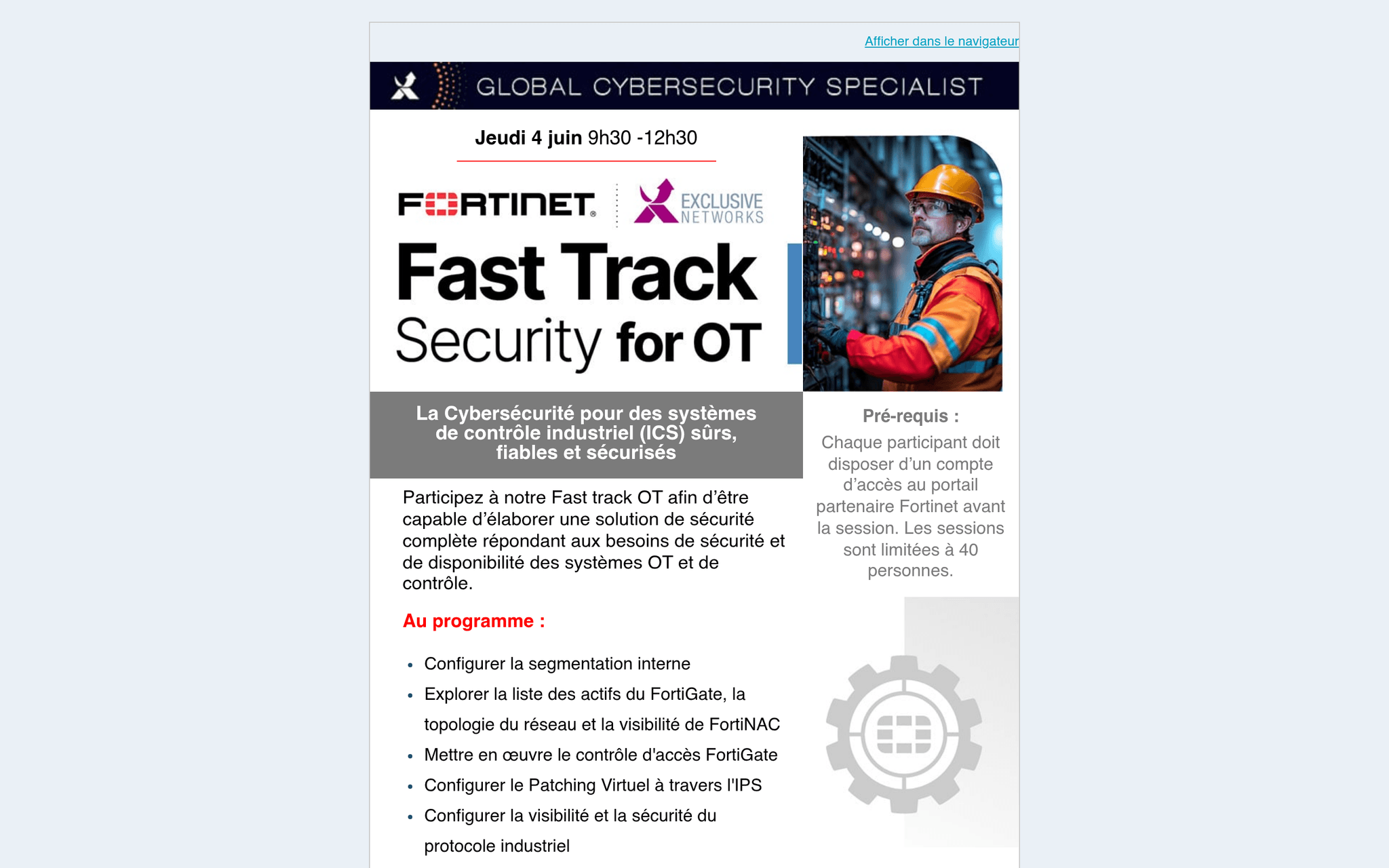 Fast Track Fortinet OT — Boulogne Billancourt, événement Tier 3 sélectionné par Agenda Tech