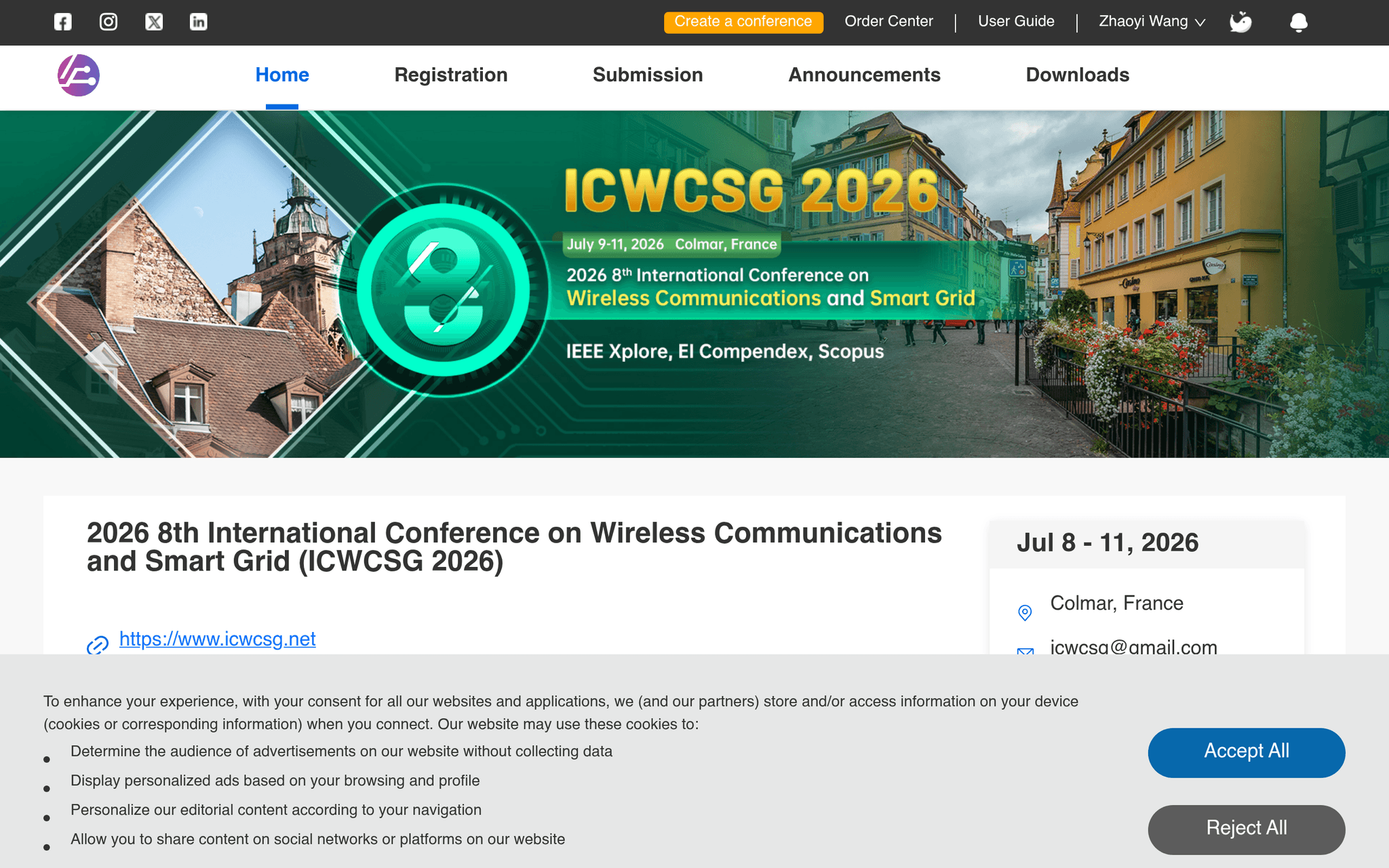 International Conference on Wireless Communications and Smart Grid (ICWCSG) — Colmar, événement Tier 3 sélectionné par Agenda Tech