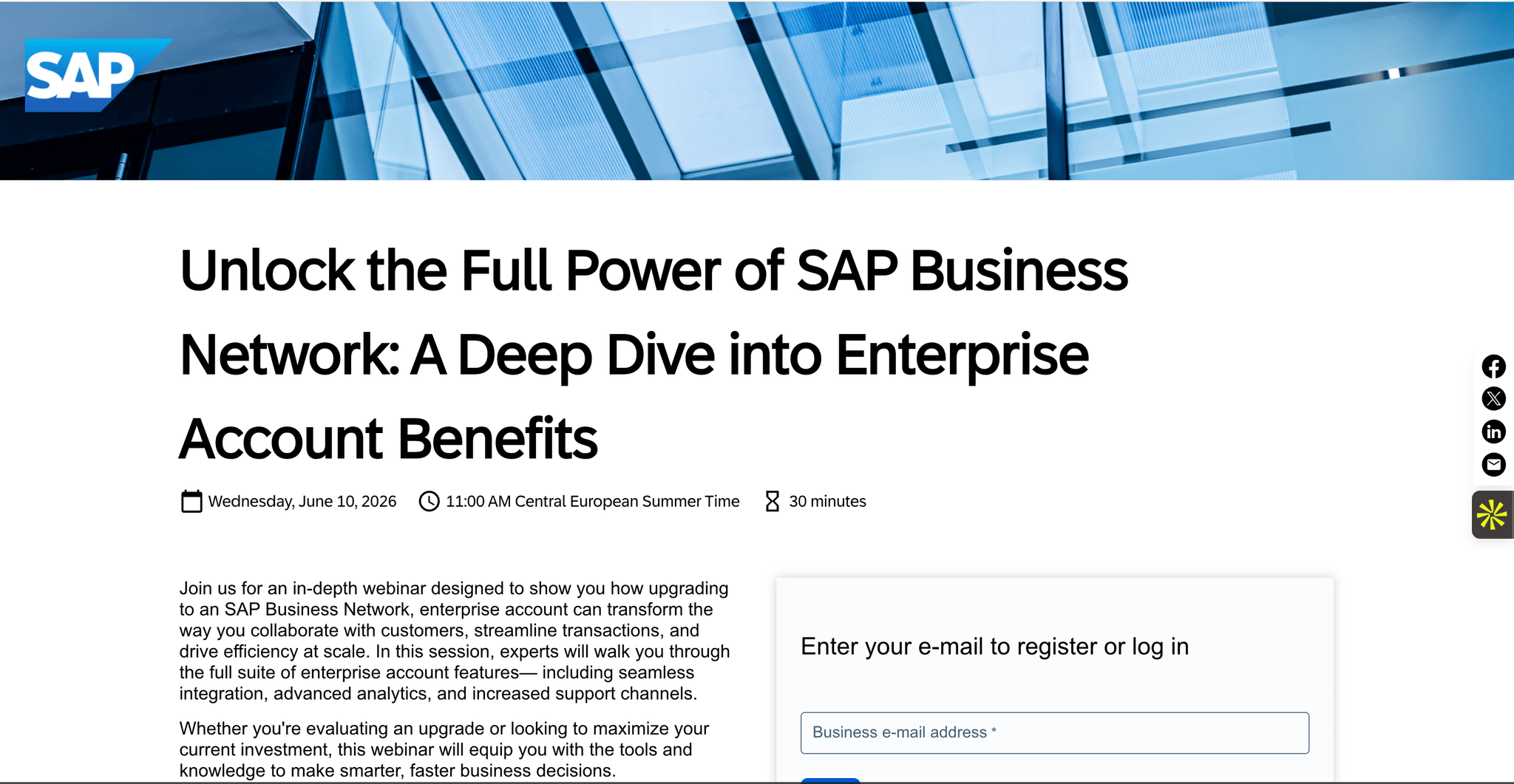 Unlock the Full Power of SAP Business Network, événement Tier 3 sélectionné par Agenda Tech