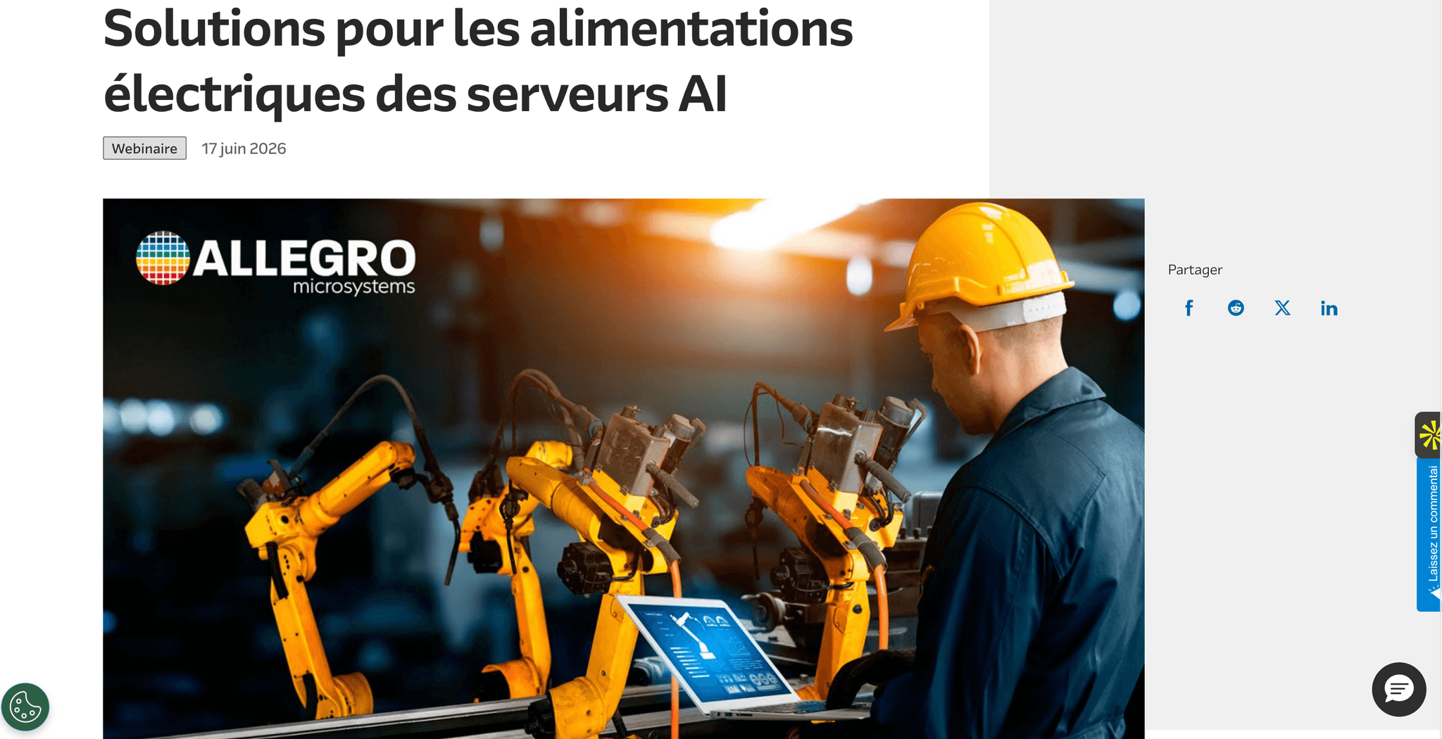 Solutions pour les alimentations électriques des serveurs AI Webinaire, événement Tier 3 sélectionné par Agenda Tech