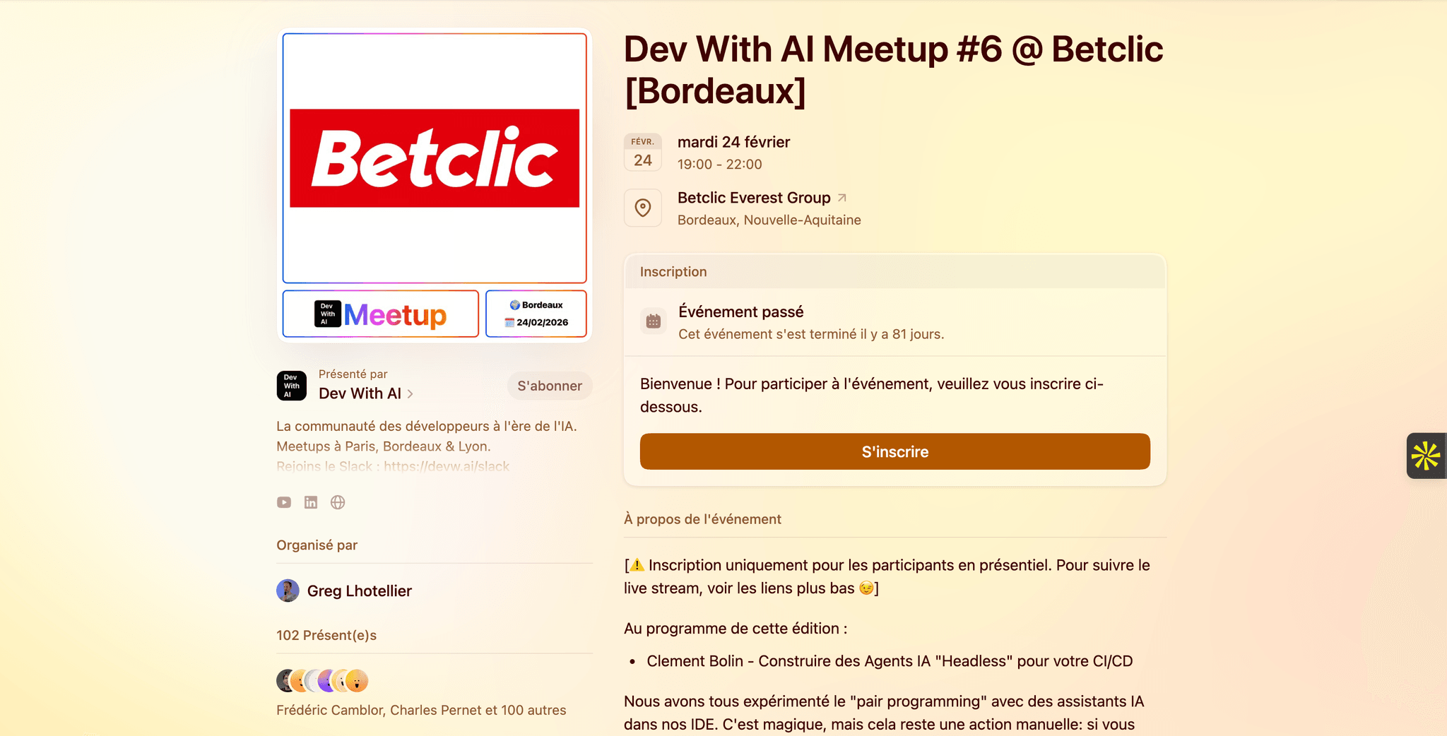 Dev With AI — Meetup — Paris, événement Tier 3 sélectionné par Agenda Tech