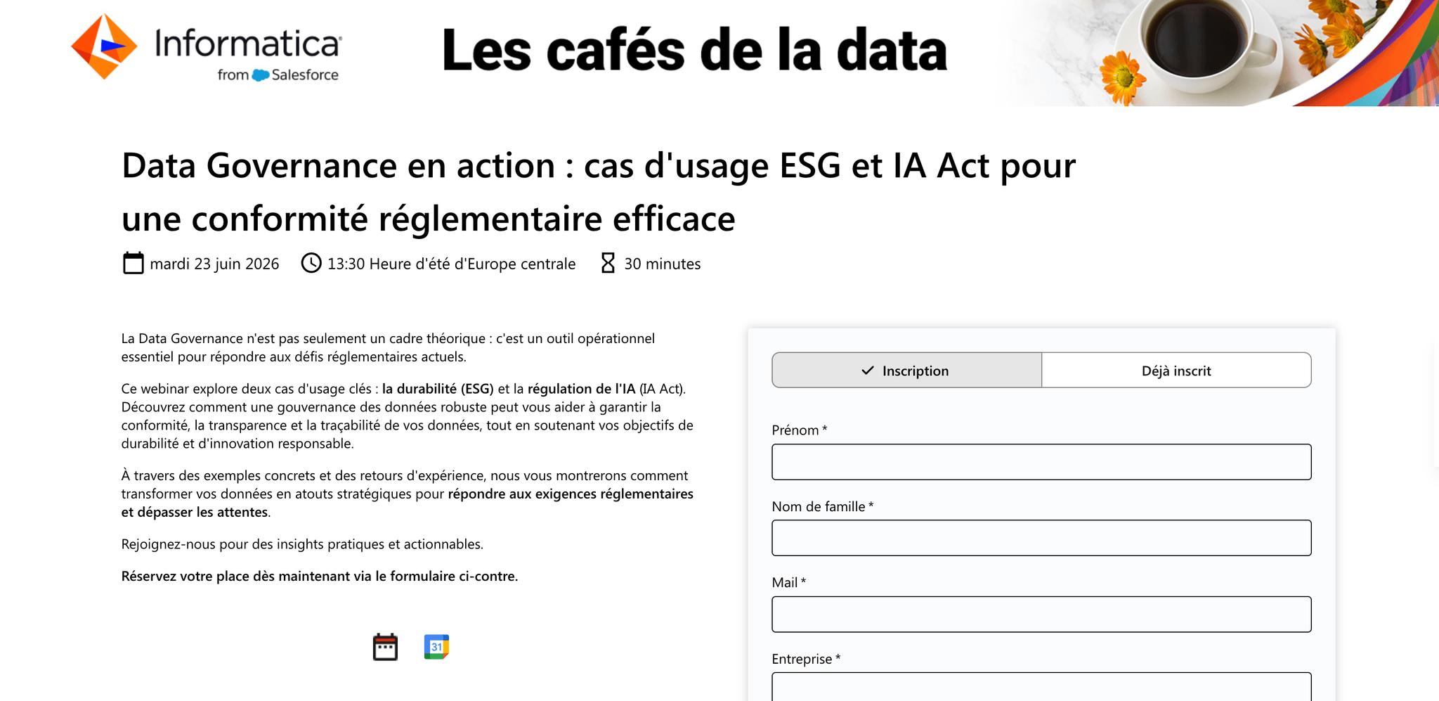Data Governance en action — Paris, événement Tier 3 sélectionné par Agenda Tech