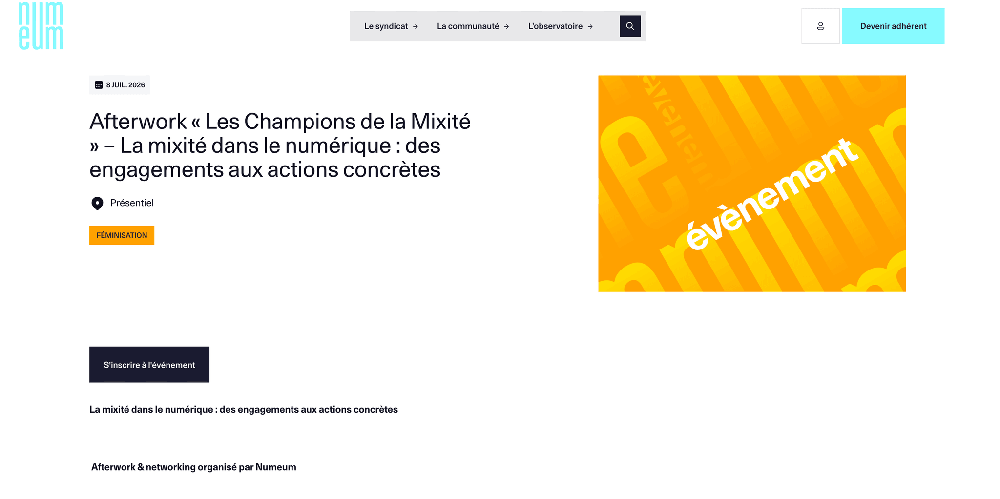 Afterwork « Les Champions de la Mixité » — Paris, événement Tier 3 sélectionné par Agenda Tech