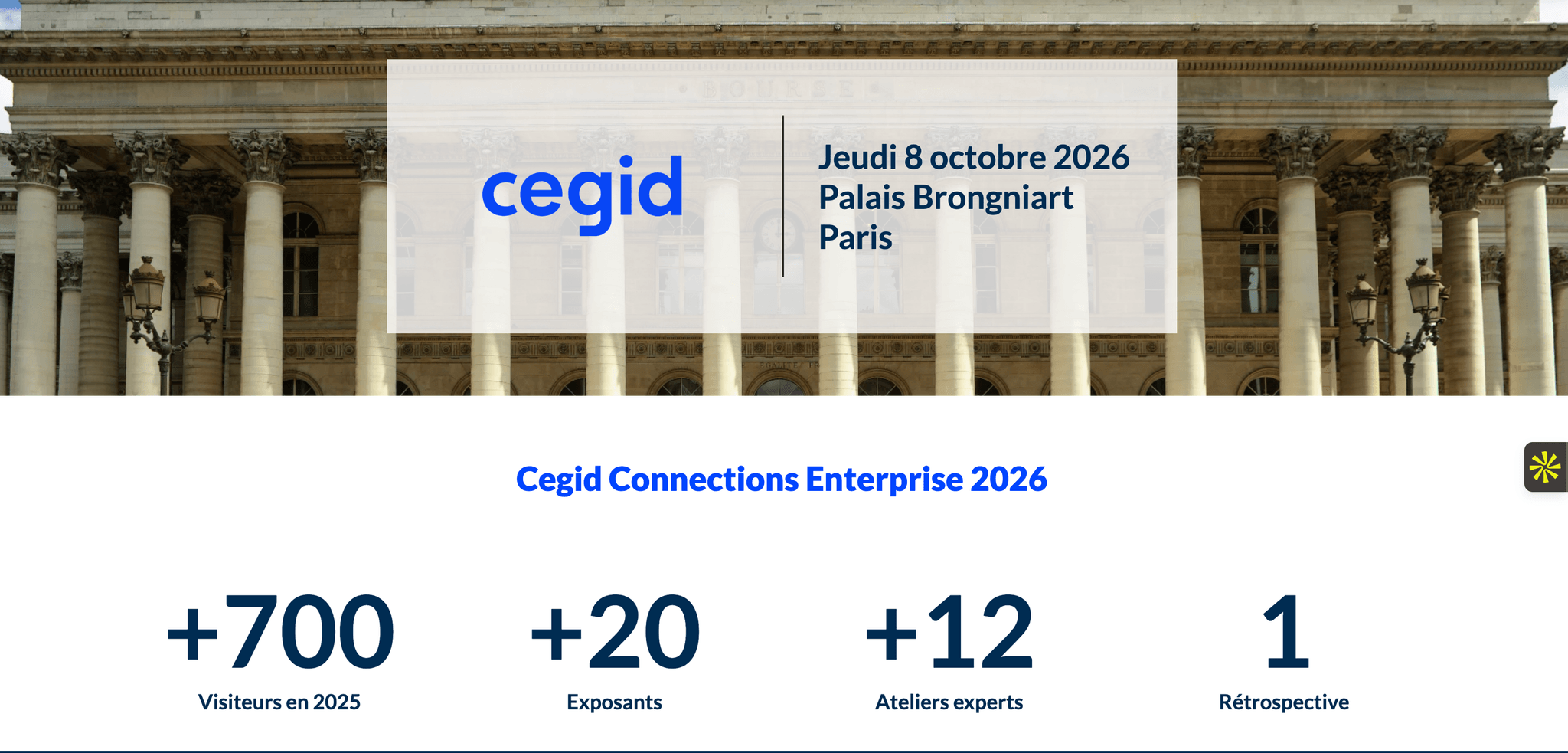 Cegid Connections Enterprise 2026 — Paris, événement Tier 2 sélectionné par Agenda Tech