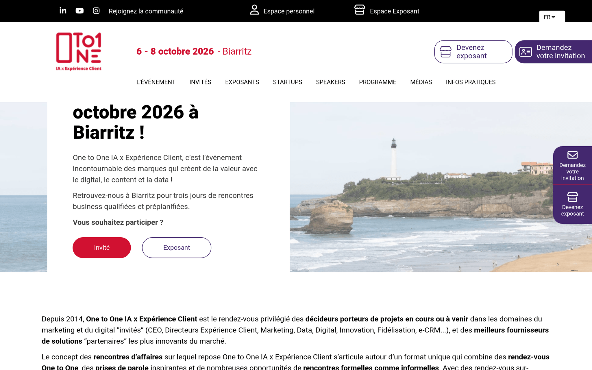 One to One IA x Expérience Client 2026 — Biarritz, événement Tier 2 sélectionné par Agenda Tech