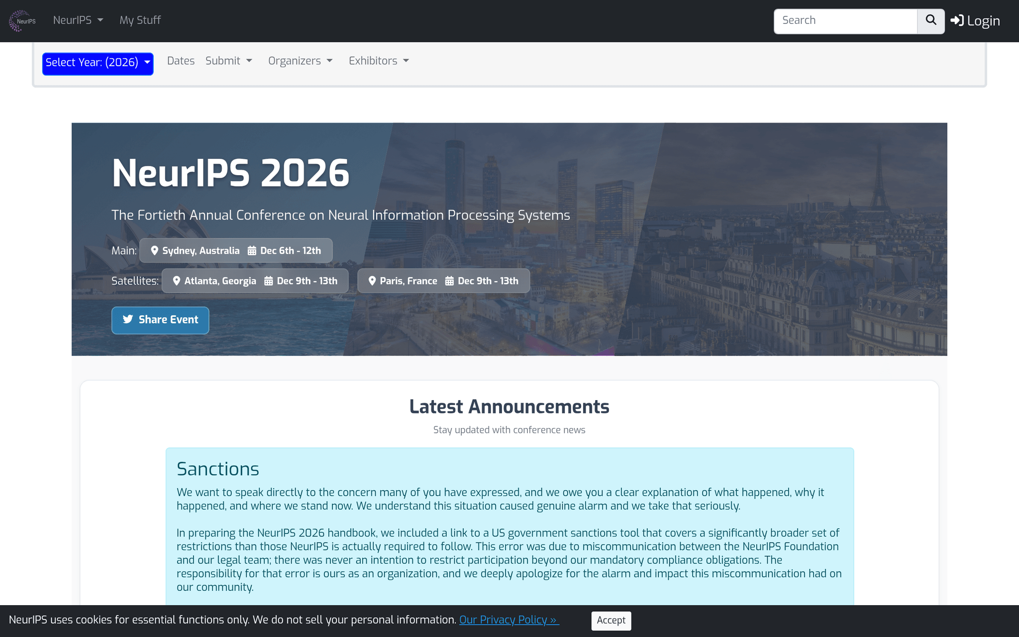 NeurIPS 2026 — Paris (2026)