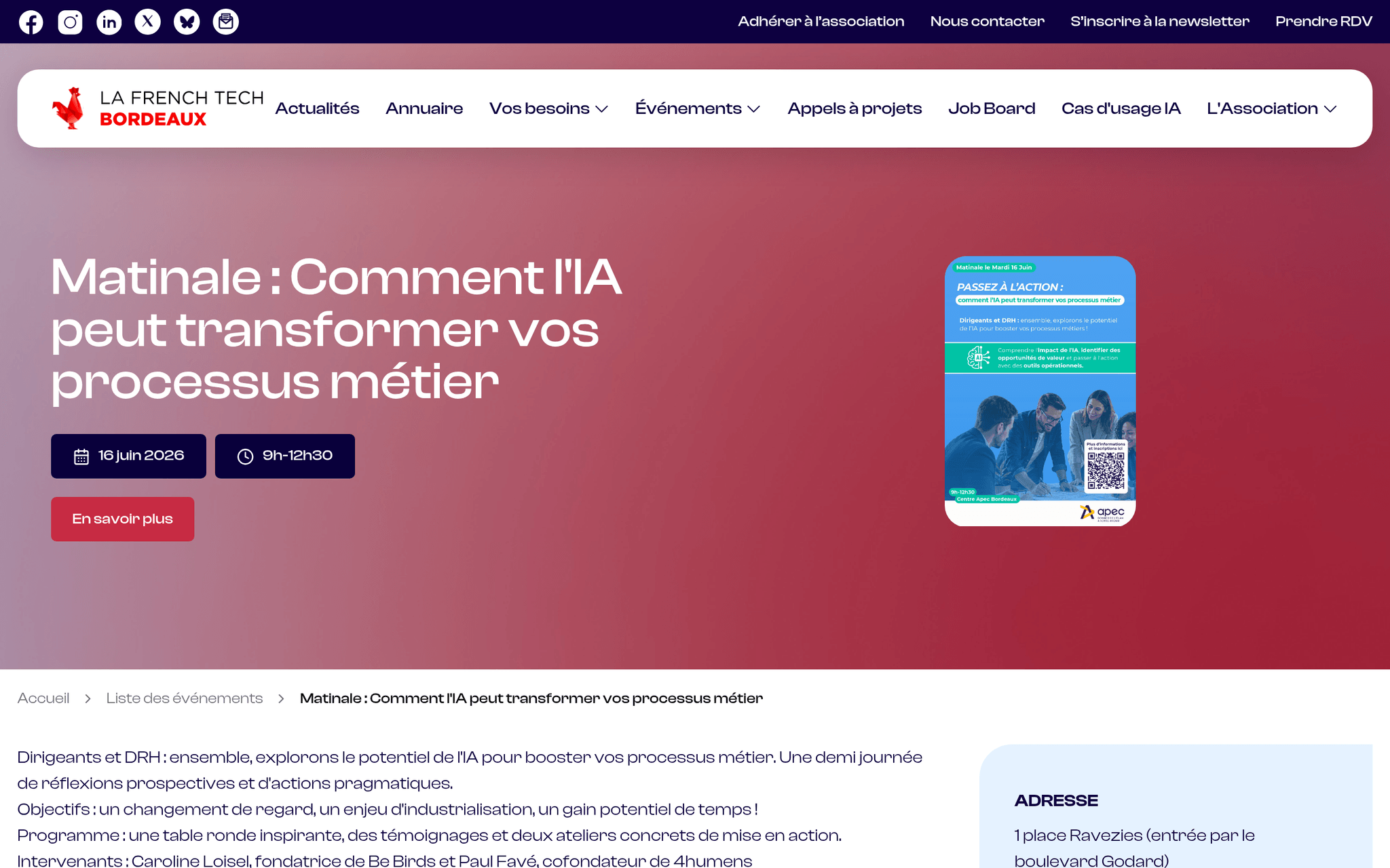 Matinale : L'IA peut transformer vos processus métier — Bordeaux, événement Tier 3 sélectionné par Agenda Tech