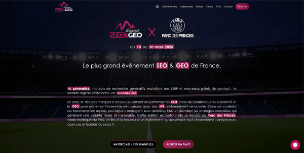 SEO & GEO Summit 2026 — Marne-la-Vallée, événement Tier 2 sélectionné par Agenda Tech